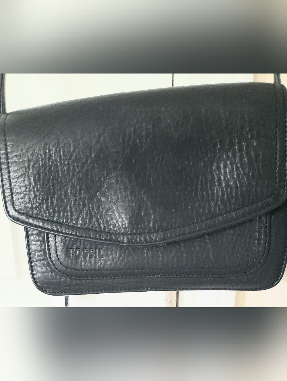 Fossil Black Pebbled Leather Crossbody Bag